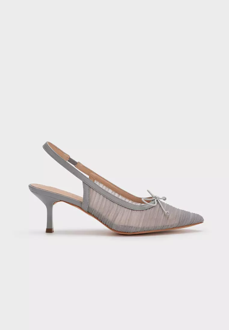 Nose MESH PLEATED SLINGBACK HEEL WITH RIBBON DETAIL