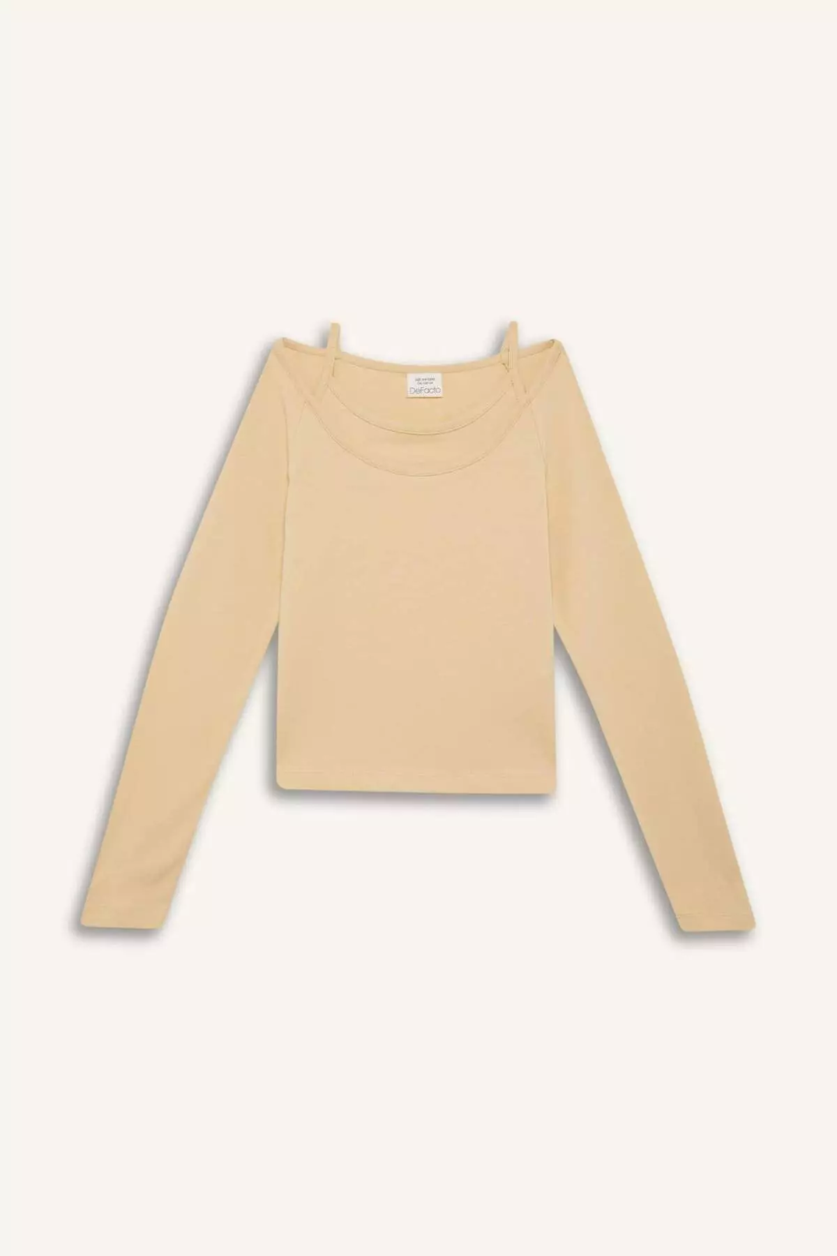 Girls Slim Fit Slim Fit Lapel Printed Ribbed Camisole Long Sleeve T-Shirt D9237A825Sp