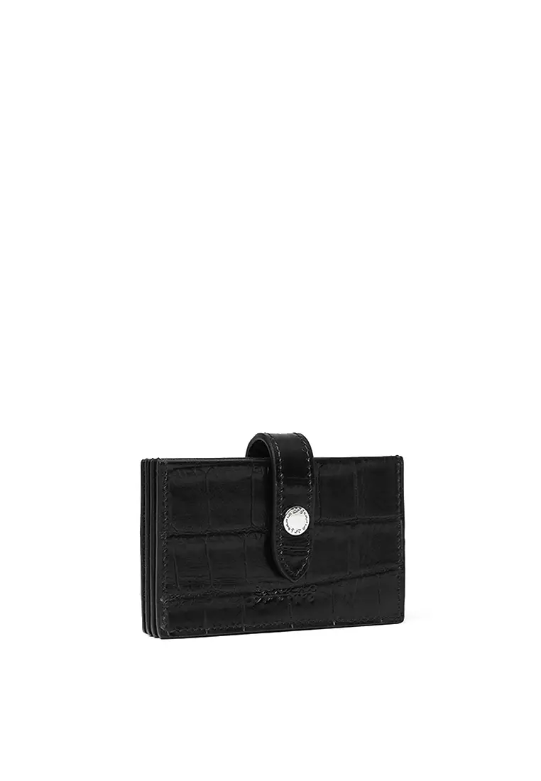 Multiple Card Holder - Croc-Embossed Black
