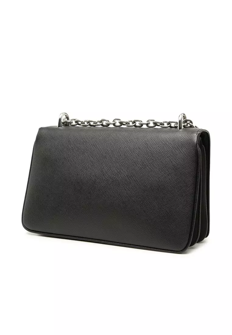 Pre-Loved Prada Saffiano And Tessuto Chain Crossbody