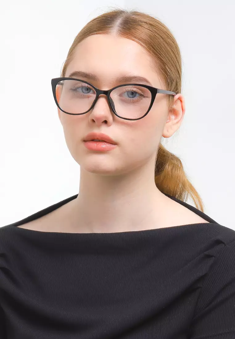 Kacamata TR Lentur Pria Wanita Antiradiasi Cat Eye Vania Black