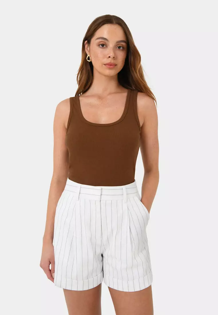 Ria Stripe Cotton Blend Shorts