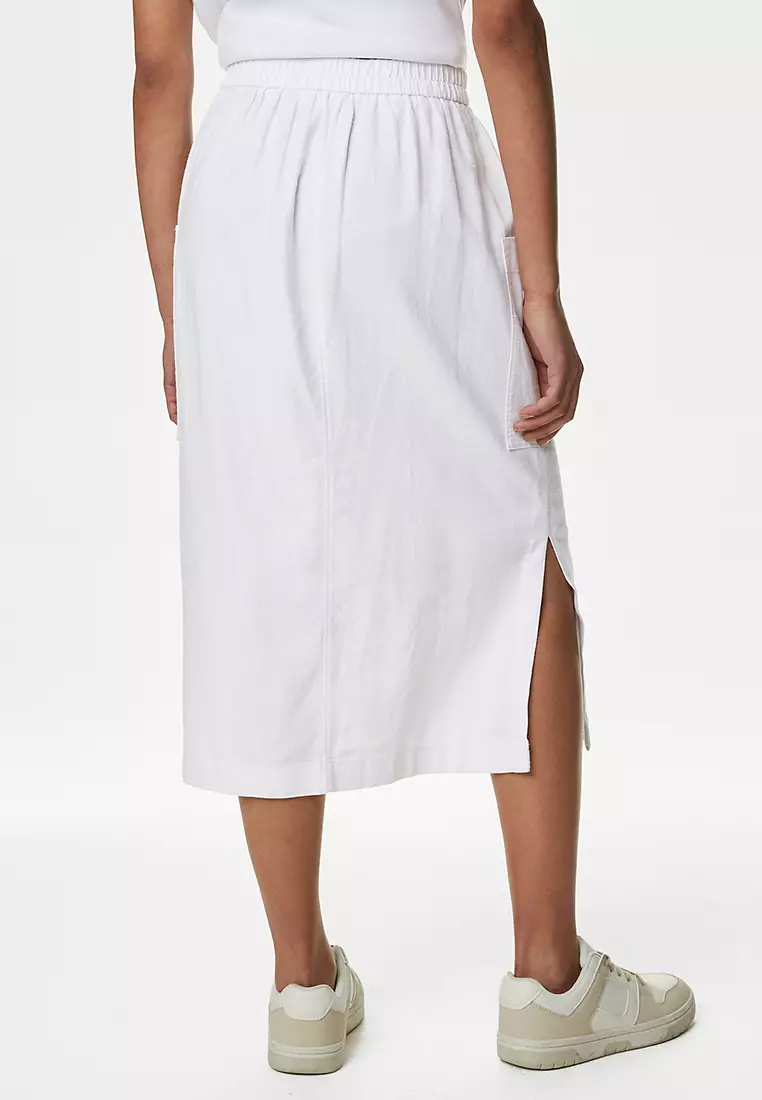 Linen Rich Midi Utility Skirt