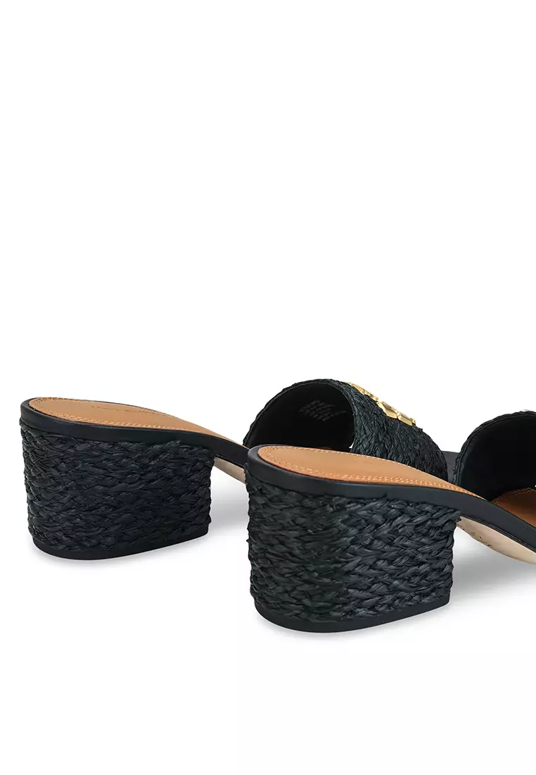 Raffia block cheap heels