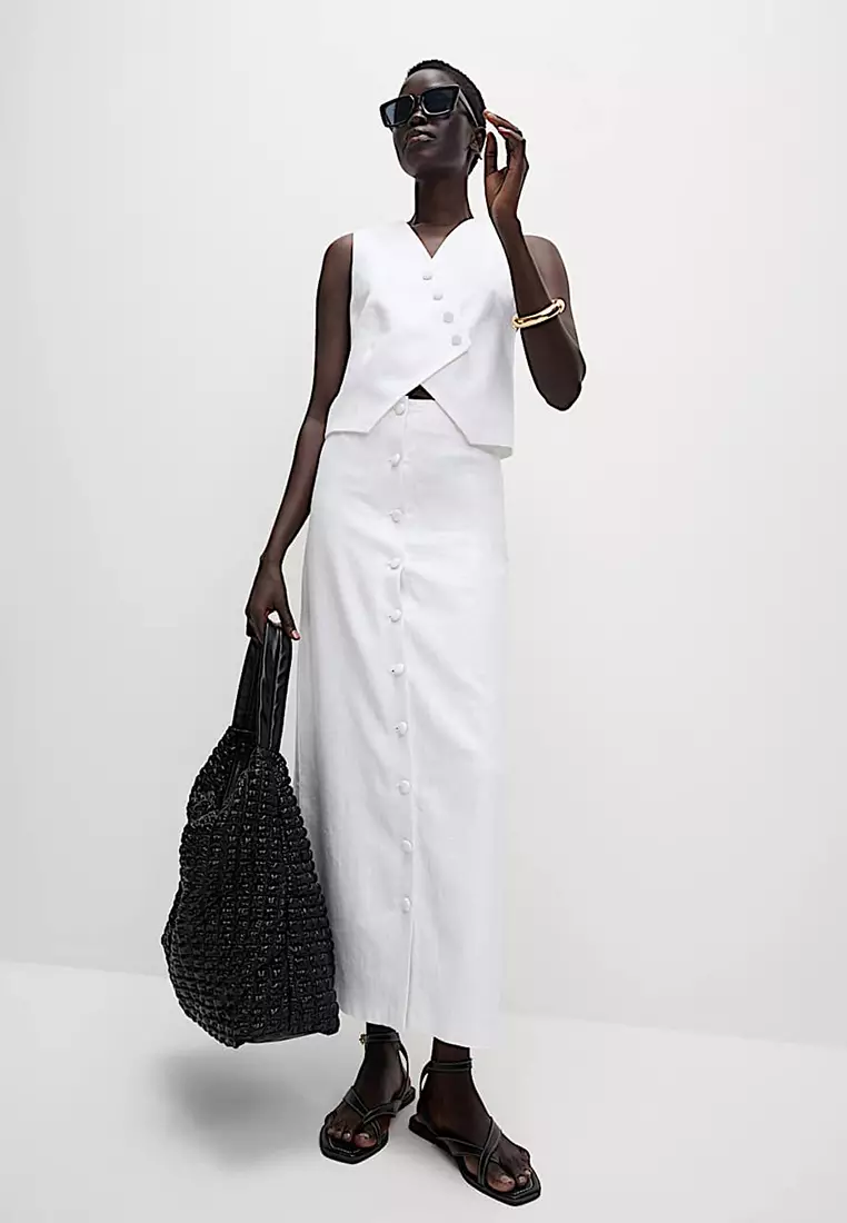 Twill Midi Pencil Skirt