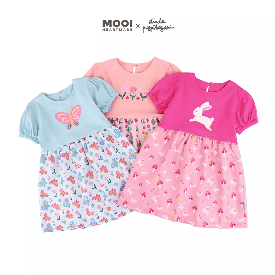 Mooi X Dinda Puspitasari Dress Anak Perempuan Mely Dress - Light Blue