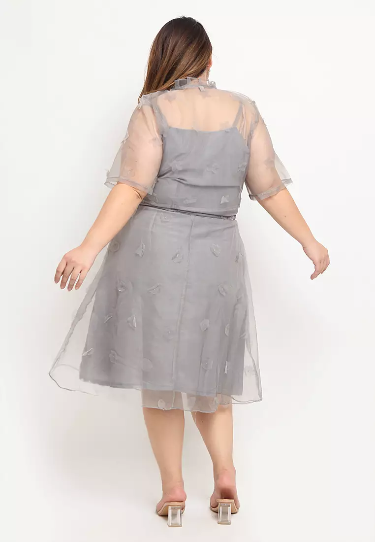 Plus Size Dress Elloise Pearl Grey