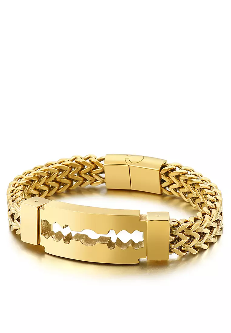 Mens gold identity on sale bracelet