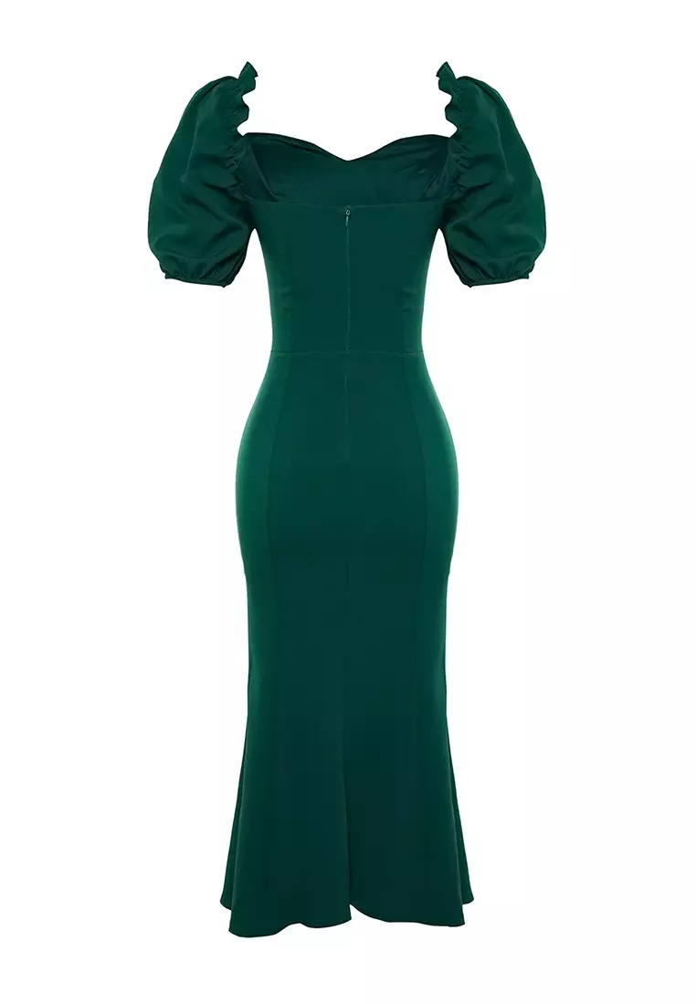 Buy Trendyol Puff Sleeve Midi Dress 2024 Online | ZALORA Singapore