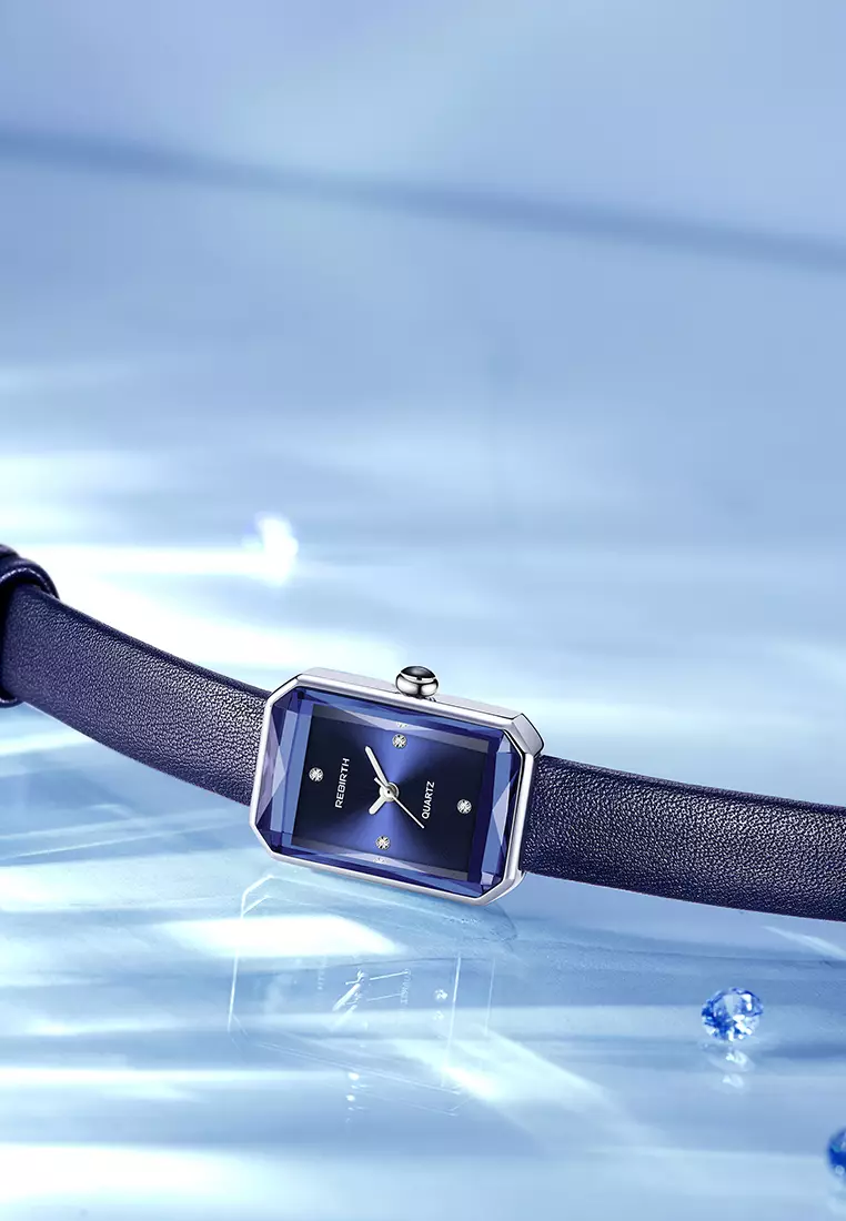 Jam Tangan Wanita Anggun Square Top Mewah Tali kulit 3ATM Anti Air Kuarsa