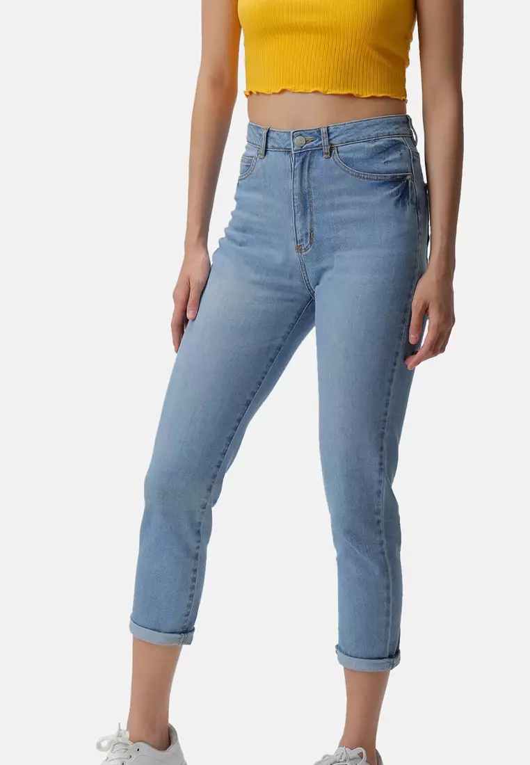 Teens Slim Fit Front Yoke Mid Waist Jeans