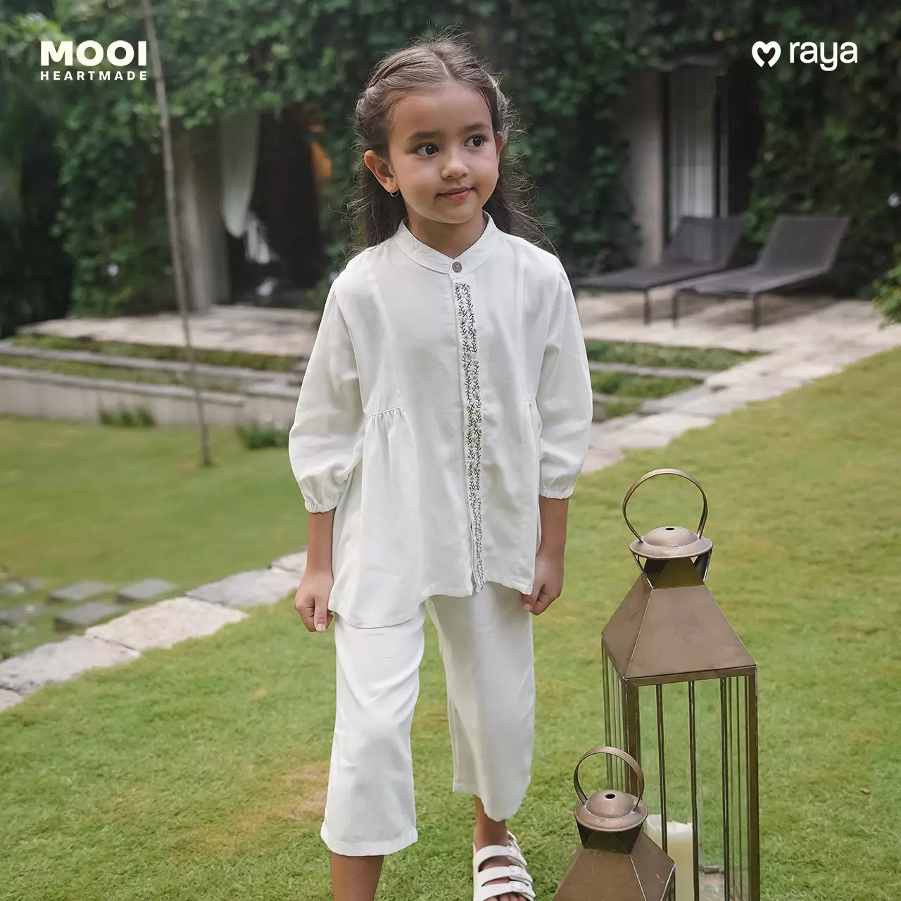 Mooi Setelan Anak Perempuan Hajna Tunik Set - Red Ruby