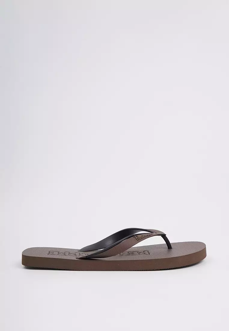 Discount on Penshoppe  shoes - SKU: Men's Two-Toned Strap with Debossed Branding Flip Flops