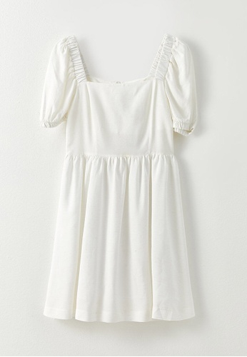LC WAIKIKI white Sweetheart Collar Straight Short Sleeve Women's Dress 50970AA8CA8CC7GS_1