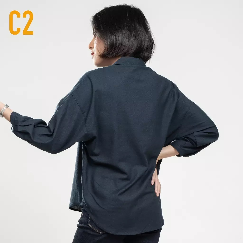 C2 Krazen Navy Kemeja Casual Oversize Wanita