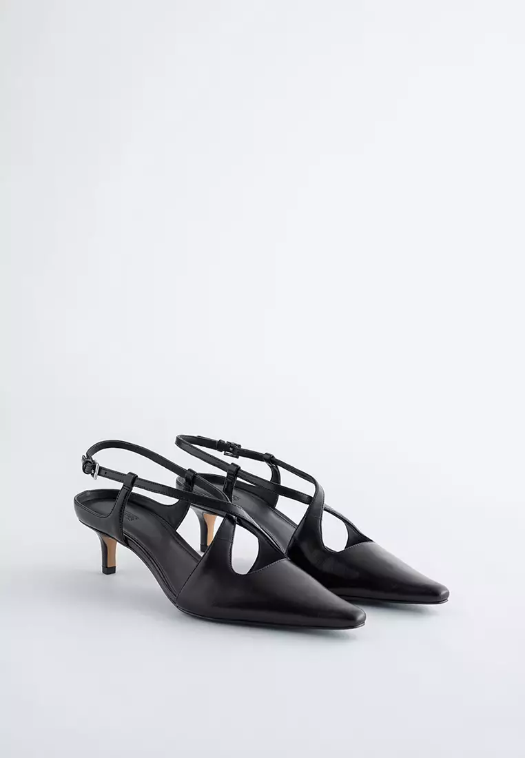 Criss-Cross Leather Slingback Pumps