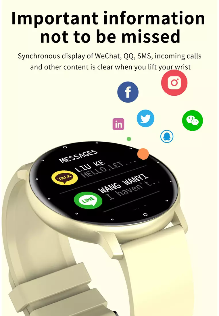 Smart Watch Pria Full Touch Screen Phone Call Wireless Charge Jam Tangan Pintar Kuning