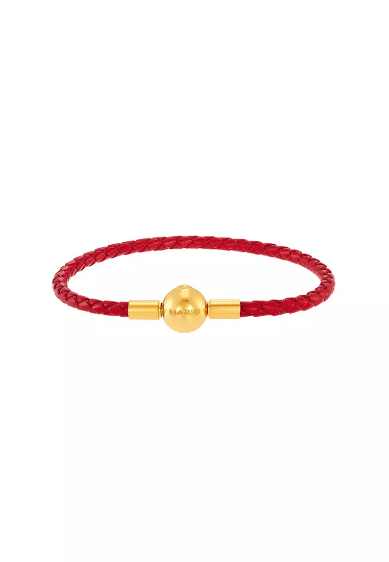 HABIB Leather Bracelet WWGB2210723 (Red Colour)