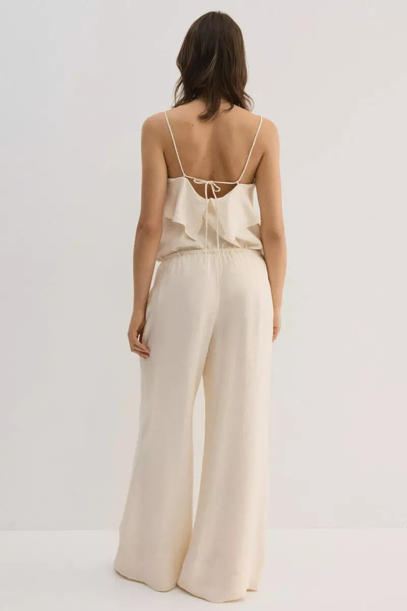 Viscose-blend drawstring trousers