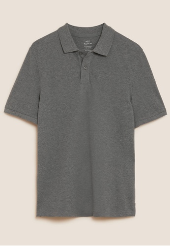 MARKS & SPENCER grey M&S Pure Cotton Pique Polo Shirt 18C42AAABC38D2GS_1