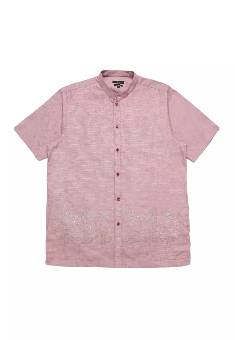 Jobb Fudhail Baju Koko Pria Lengan Panjang Regular Fit Maroon