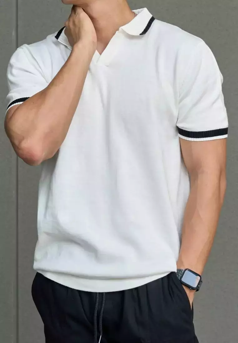 Kale Lyon White / Polo Shirt Pria / Atasan Kaos Polo Rajut Pria