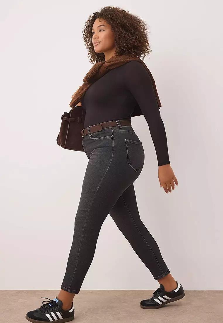 Gray High Waist Stretchy Skinny Denim Plus Size Jeans Tbbaw26Cj00006