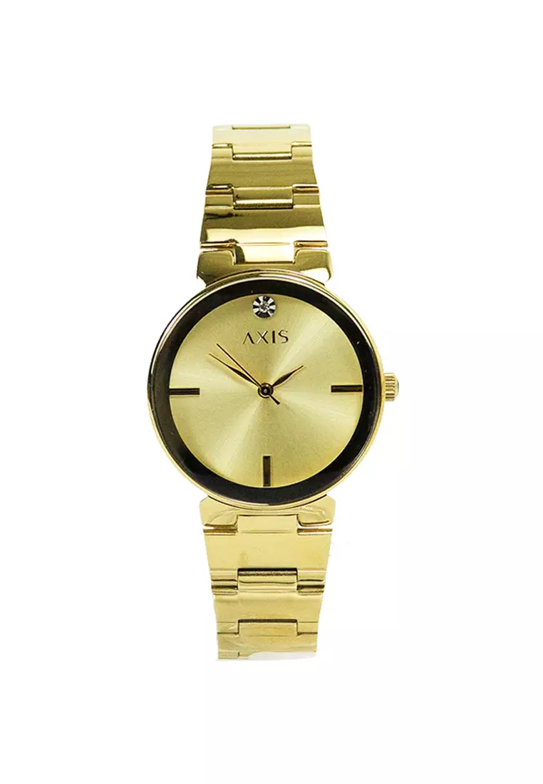 Gold Plated Axis Watch Gold Axis Sheena 3-Hand 30mm Metal Band