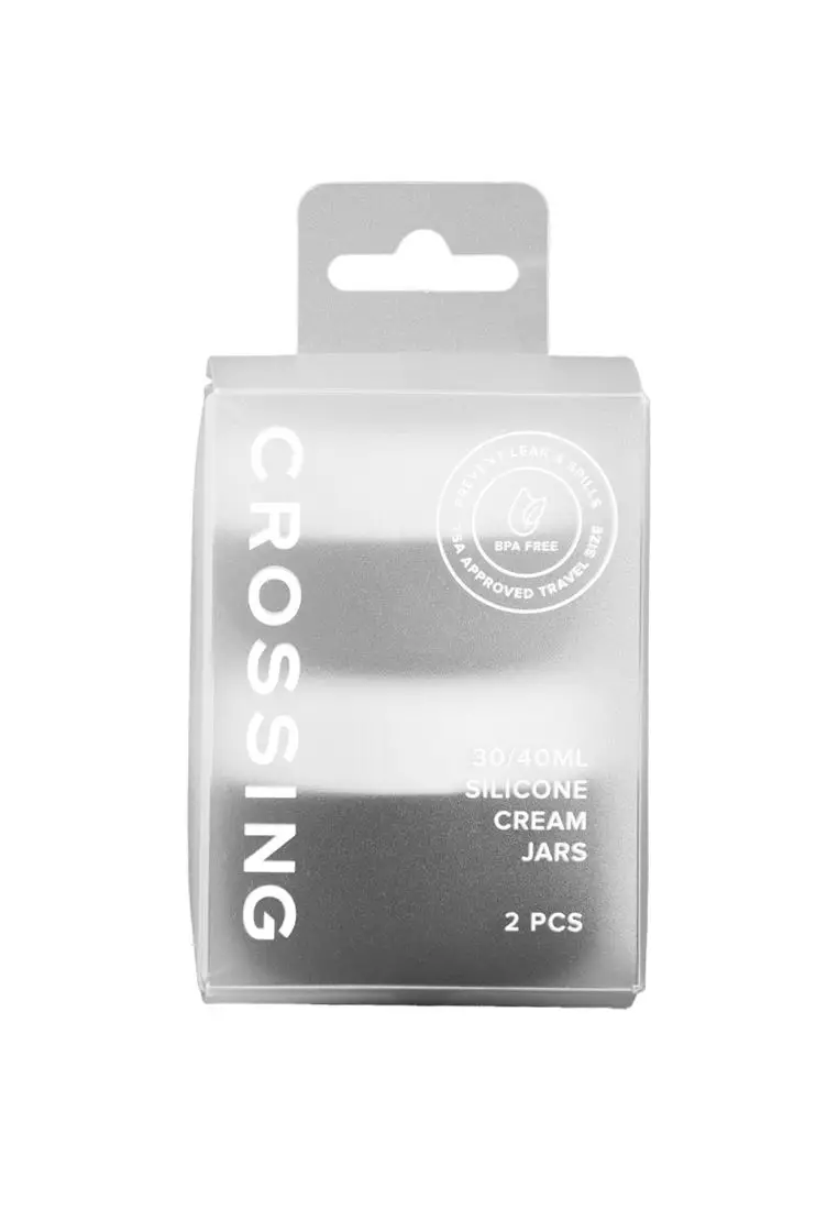 Crossing Silicone Leak Proof TSA Approved Travel Size Cream Jar 30/40 ml (2 Pack)  L.Grey/D.Grey
