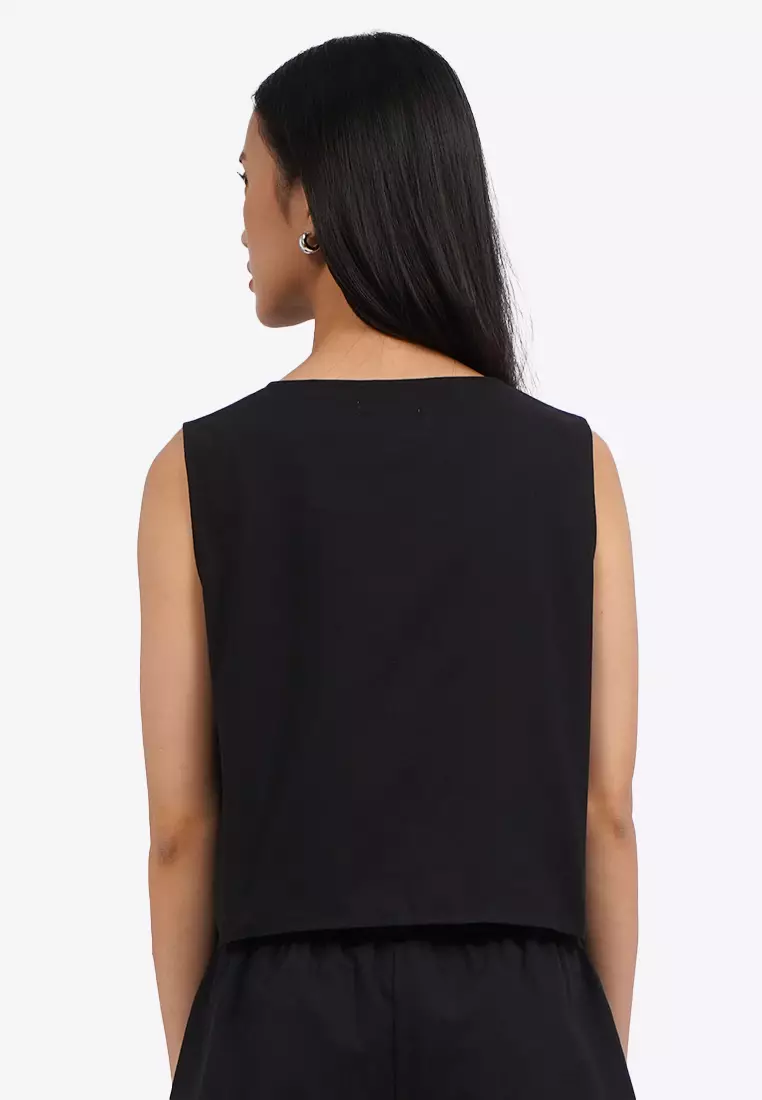 Crop Vest with Front Tied Opening