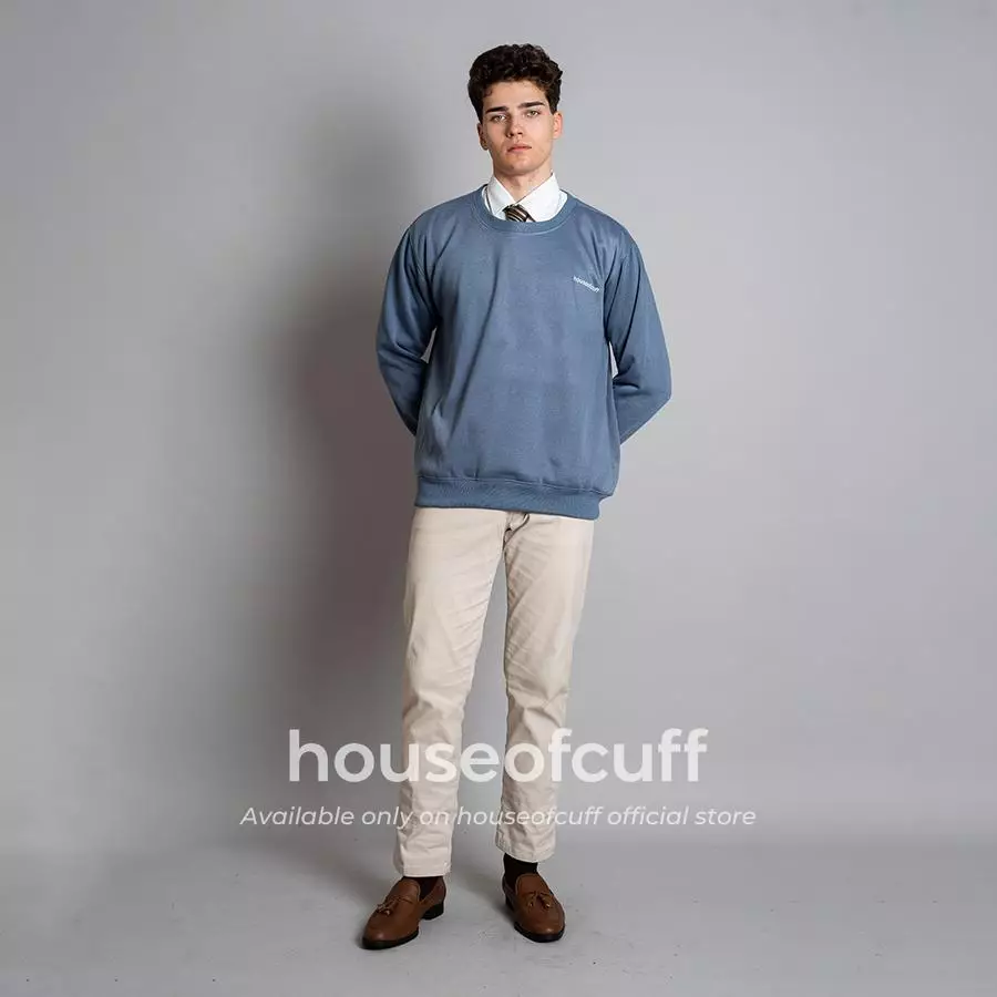 Houseofcuff sweater crewneck basic outer steel blue