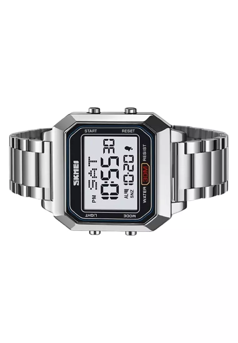 Jam Tangan Digital Pria Alarm Material Stainless Steel GB49 Waterproof ORIGINAL