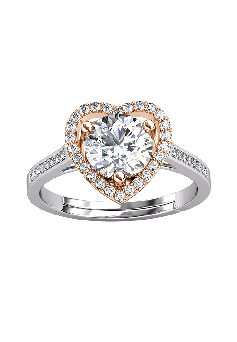 Berlian Moissanite Mon Amour Ring Dual Tone [GRA CERTIFICATE MOISSANITE DIAMOND] - Cincin 1carat Moissanite Diamond 925 Silver Celesta by Her Jewellery