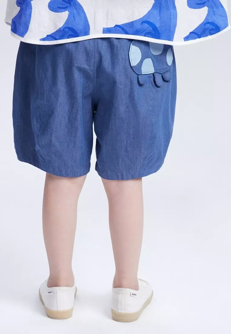 女童裤子趣味水母吸湿柔软儿童梭织中裤