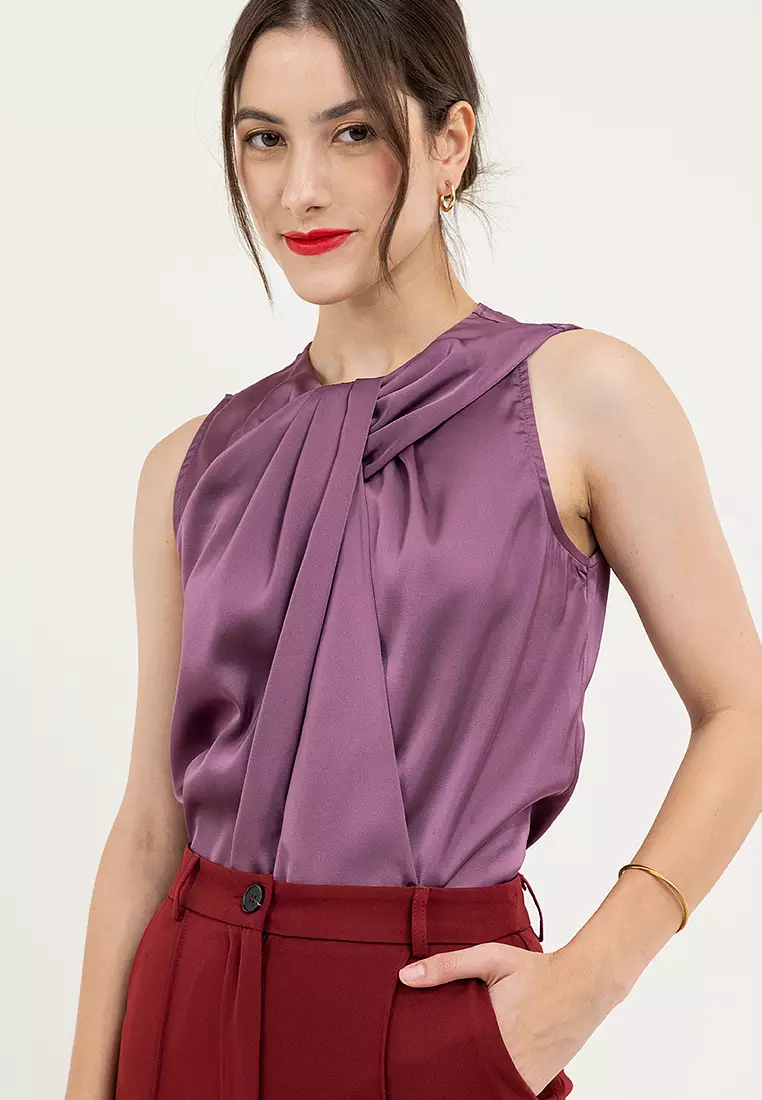 Charlotte Sleeveless Drape Blouse