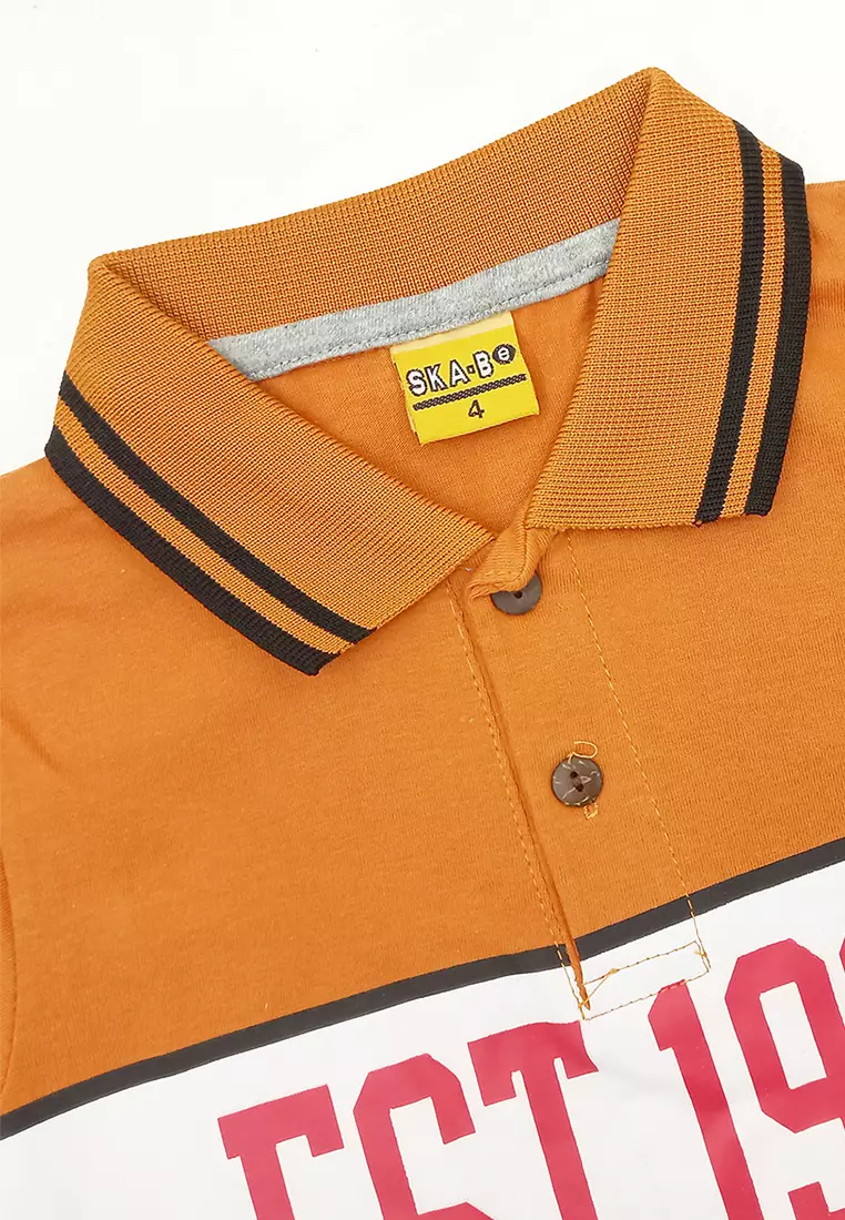 Wakakids Baju Anak Laki Laki Atasan Kaos Kerah Usia 1 Tahun Hingga 7 Tahun Polo Shirt Oblong Lengan Pendek Motif Est 1998 Skats 4092 Coklat