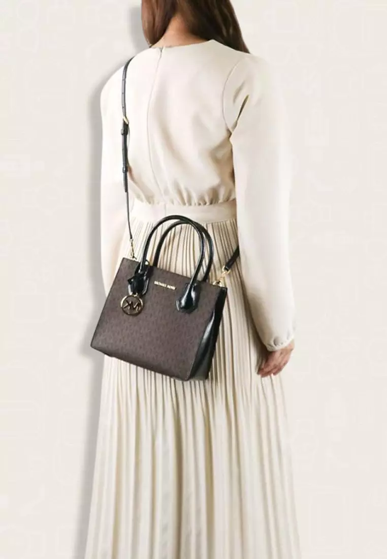 Michael Kors Mercer Medium Signature Logo Crossbody Bag Black