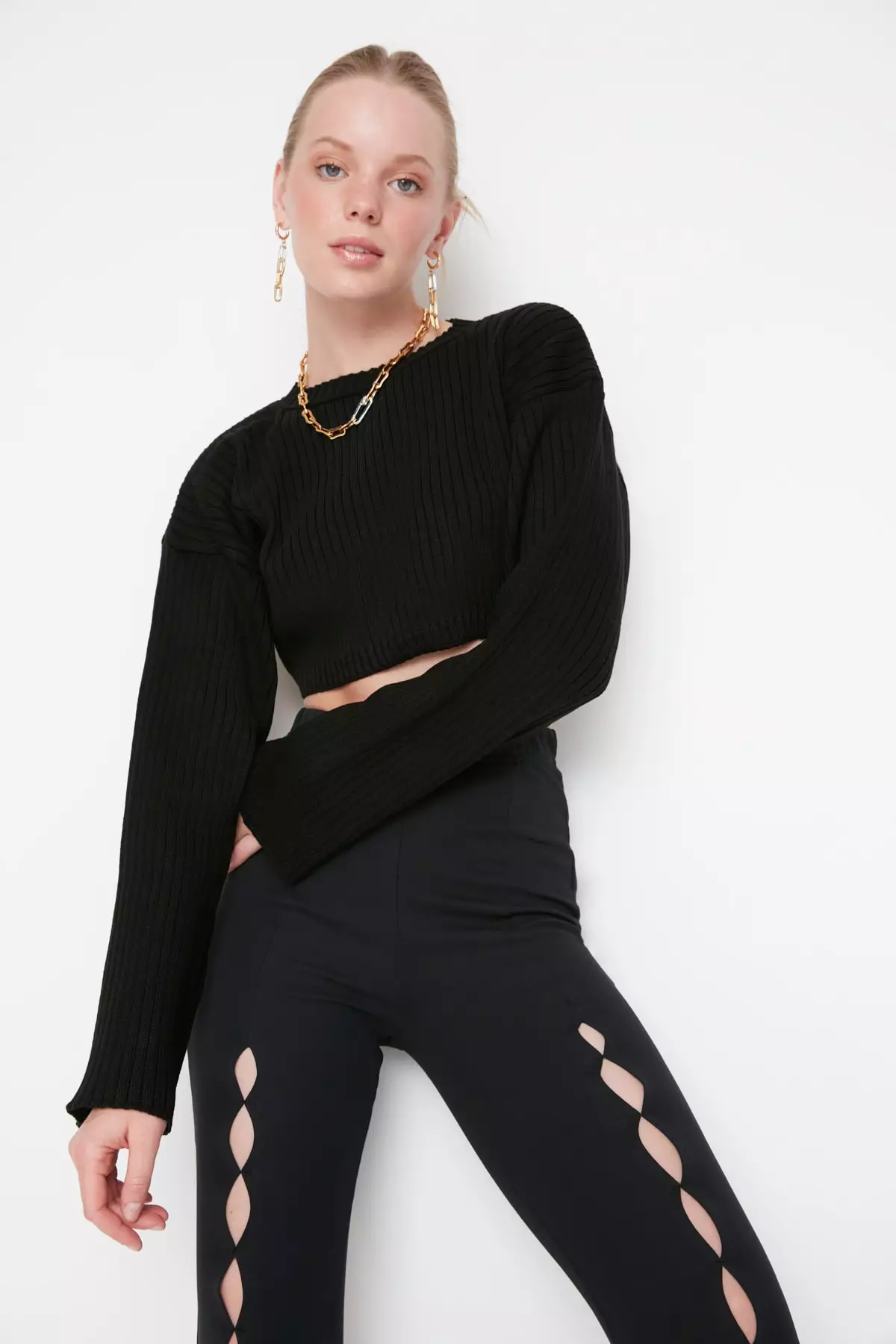 New look discount black cropped jumper