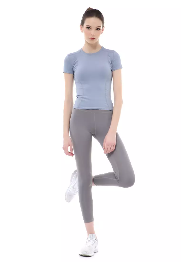 Mikayla Kaos Olahraga Wanita Simple Design Sporty T-Shirt Lengan Pendek Material Polyester ORIGINAL - Light Blue