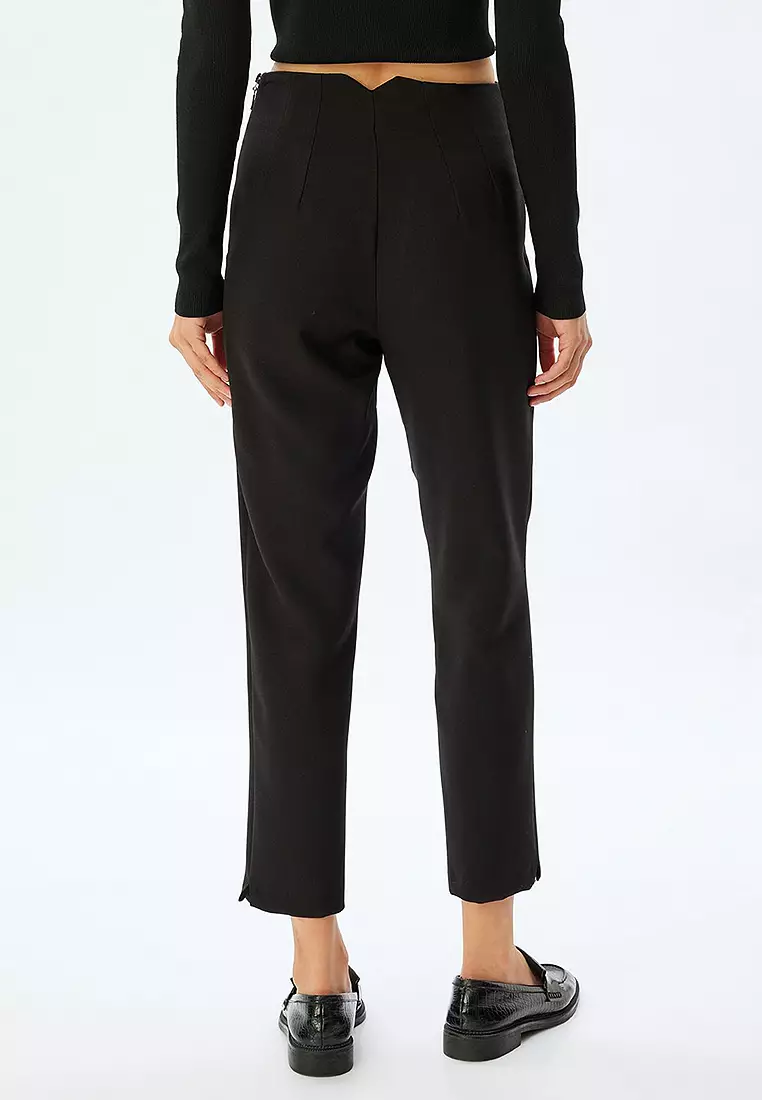 High Waist Slim Fit Pocketed Cigarette Pants