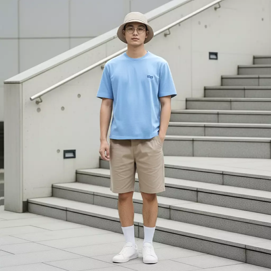 Kale PLUTO BLUE T-shirt Cotton Cloudy Boxy Fit - Kaos Korea - Atasan Kaos Pria - Kaos Basic Pria