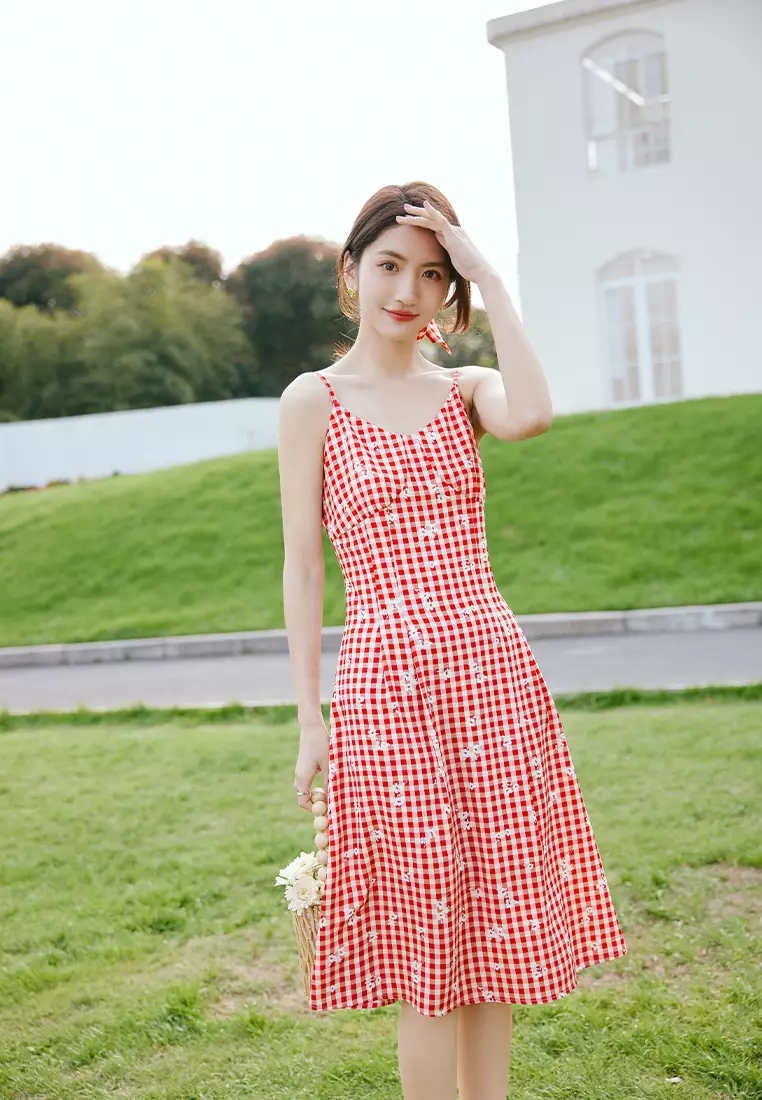 Summer Sleeveless Picnic Plaid Dress