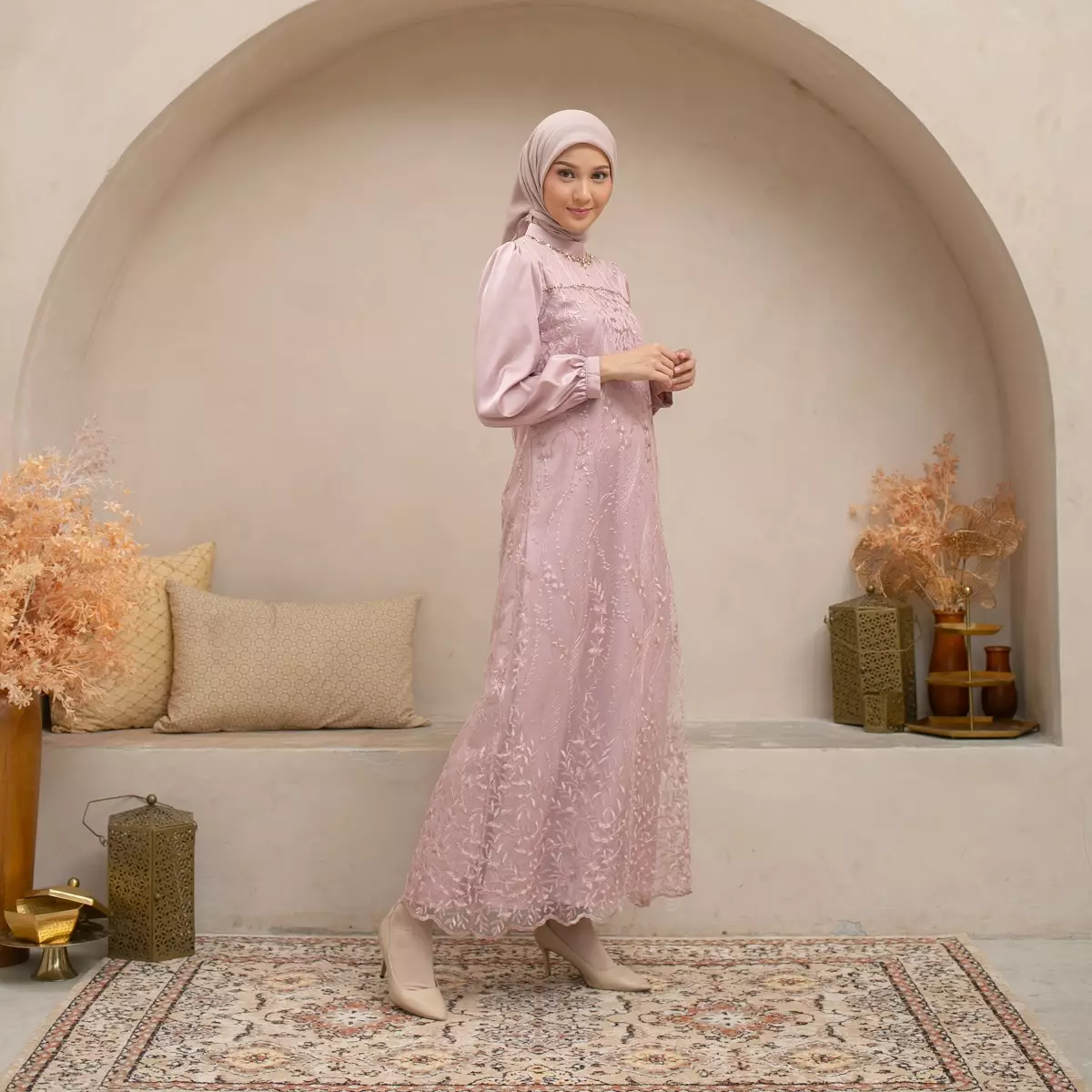 EPC Gamis Ameera - Dusty Pink - Brocade Collection