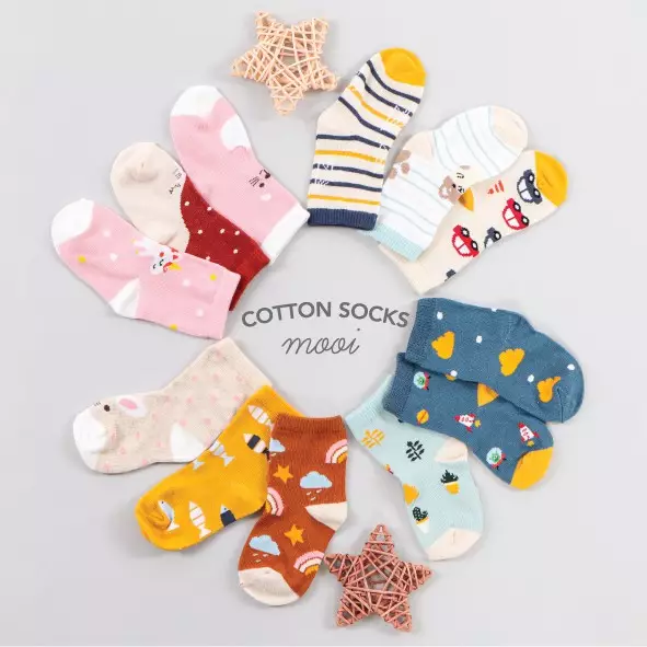 Mooi Cotton Socks Kaos Kaki Anak Motif - Set Stripes