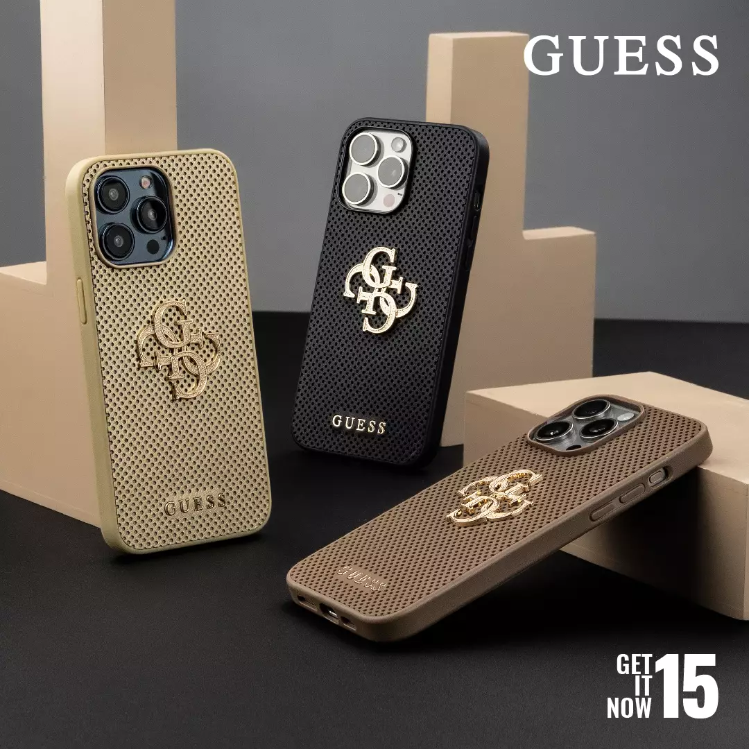Jual Guess Case IPhone 15 Pro Max GUESS Perforate PU 4G Glitter - Gold ...