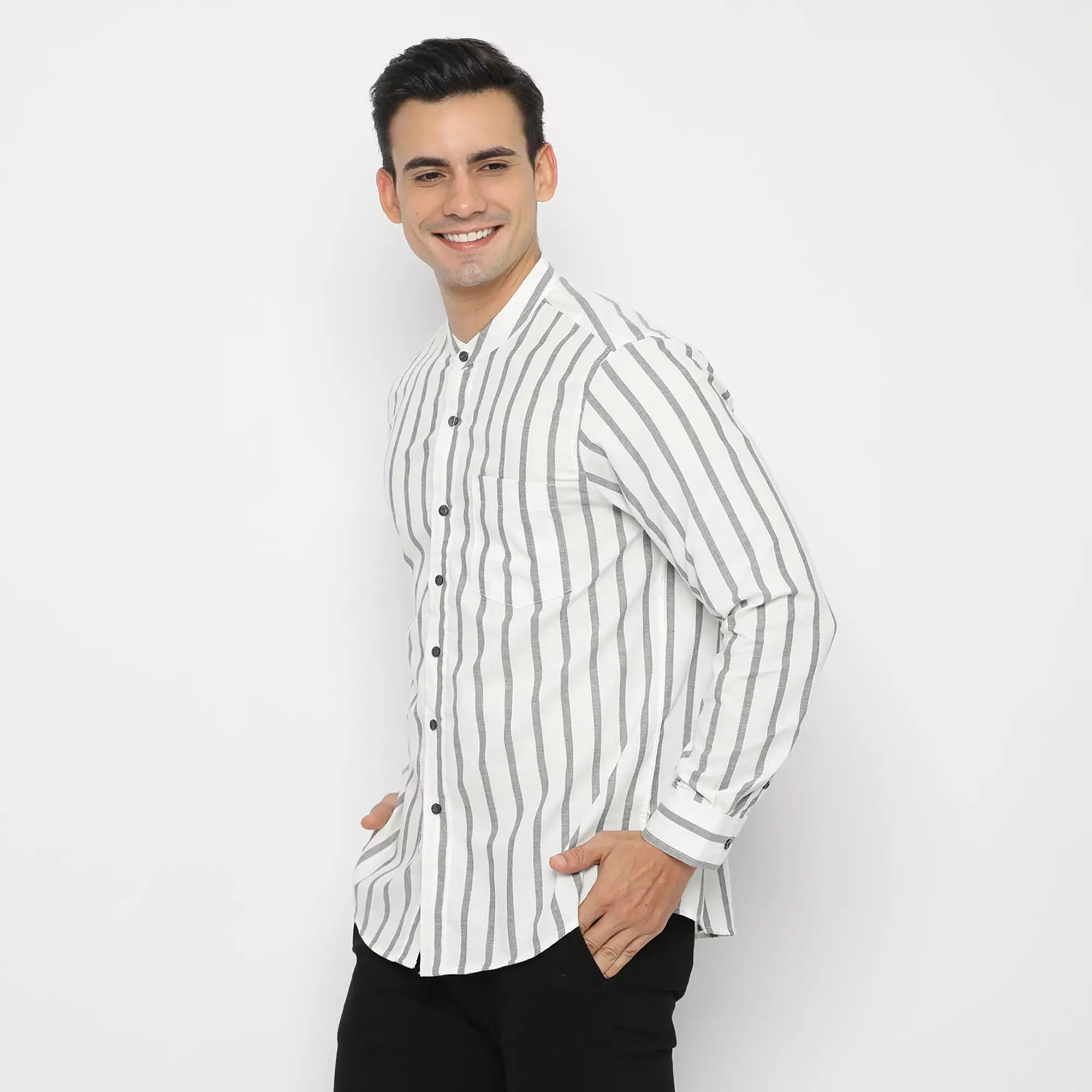 Platini Kemeja Pria Koko Shanghai Lengan Panjang Katun Oxford Abu 961127