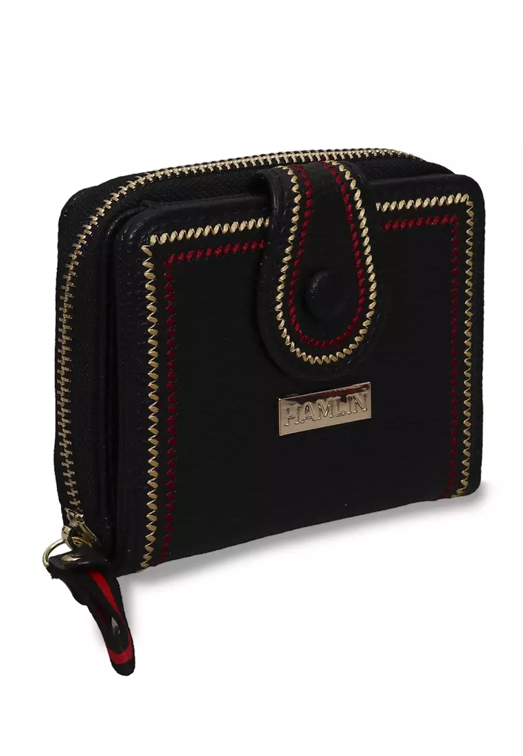 Fisseha Dompet Lipat Wanita Desain Simple Many Slot Mini Wallet Material Leather ORIGINAL - Black