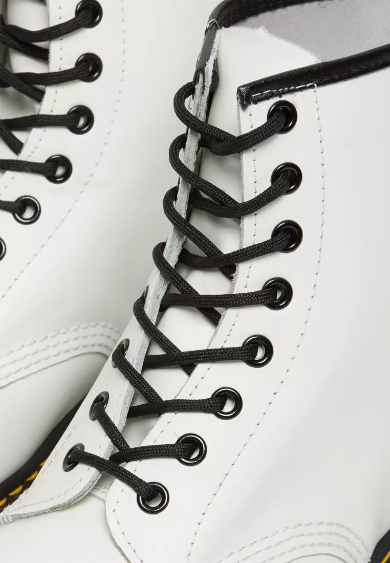 1460 SMOOTH LEATHER LACE UP BOOTS WHITE - WOMEN