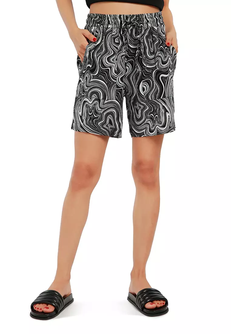 Black Wave Comfy Drawstring shorts