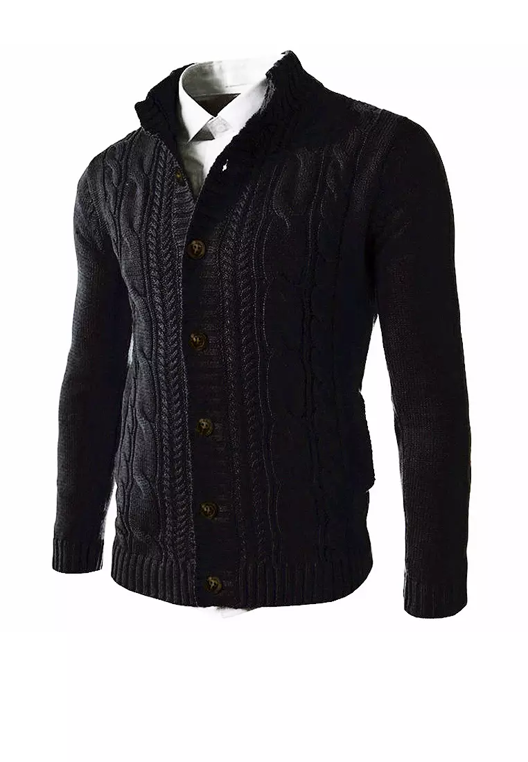 Mens stand clearance collar cardigan